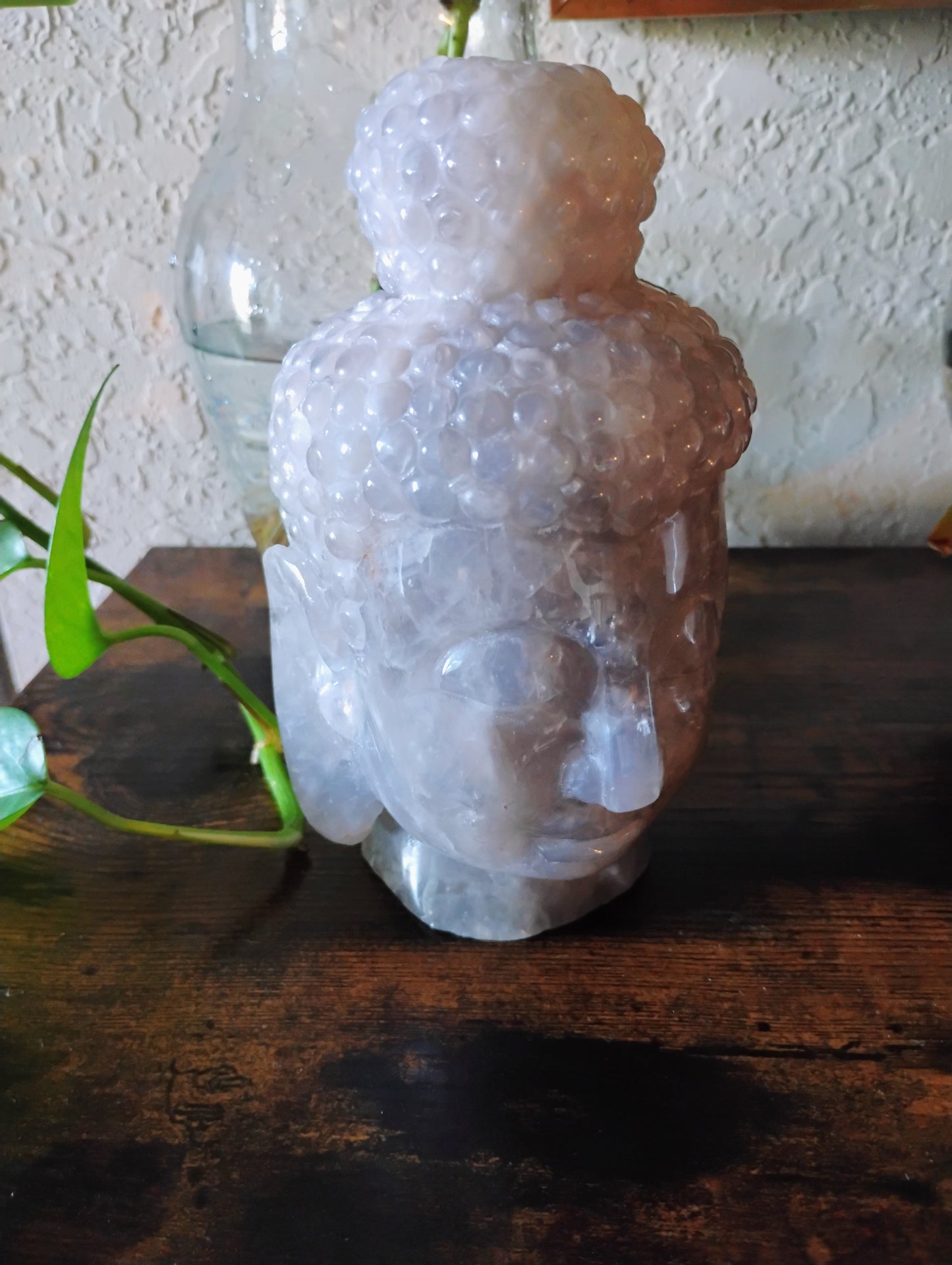 Blue Silver Rose Quartz Buddah Head