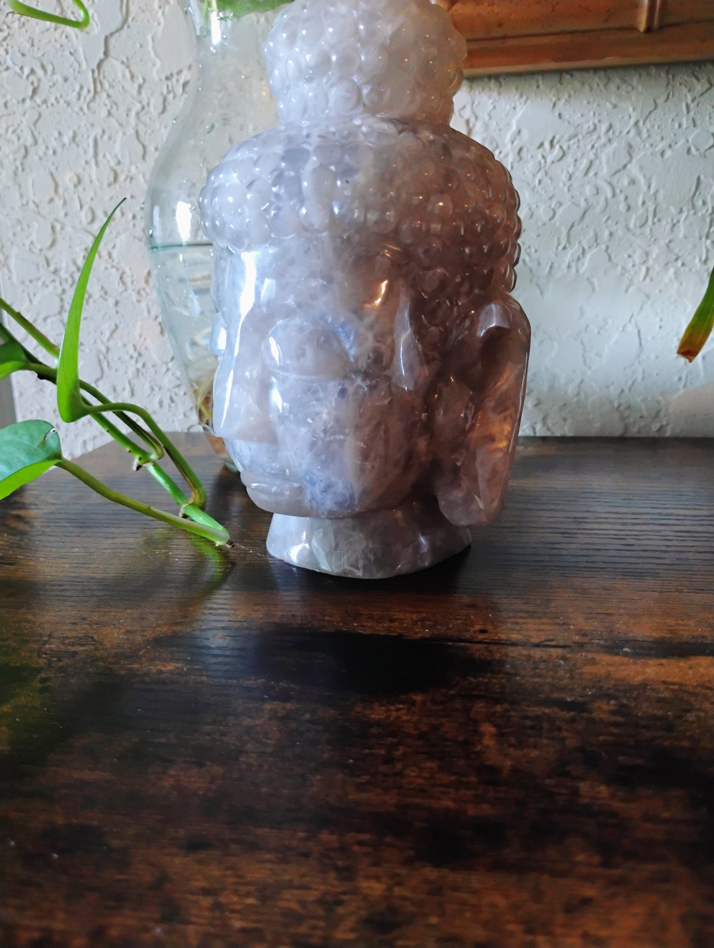 Blue Silver Rose Quartz Buddah Head