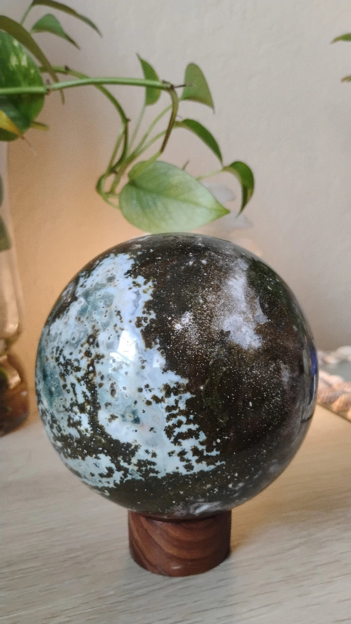 Natural Water Grass Agate Sphere