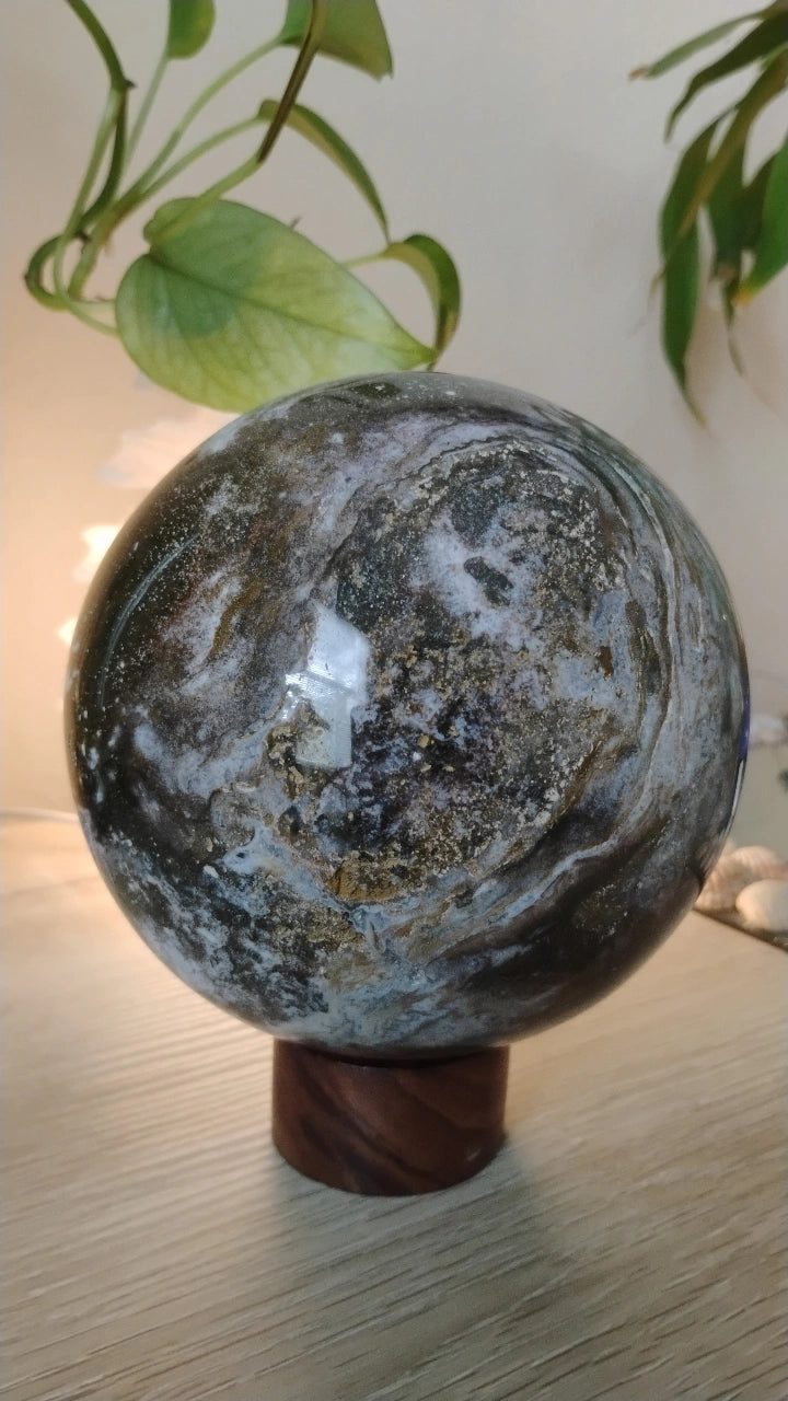 Natural Water Grass Agate Sphere
