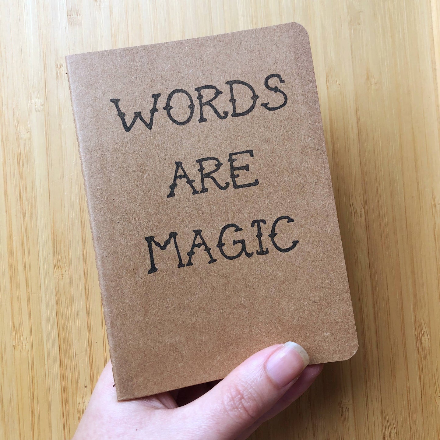 Hand-Stamped Kraft Pocket Journal (small: 3.75x5.5): Manifest