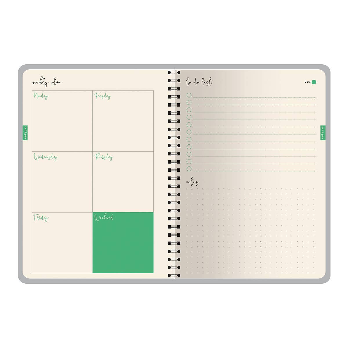 A6 ArtPlanner Spiral Weekly Diary - Forest Floor