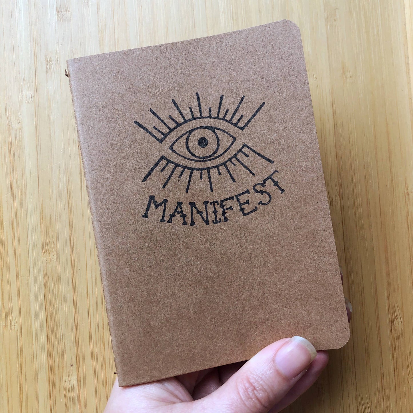 Hand-Stamped Kraft Pocket Journal (small: 3.75x5.5): Manifest