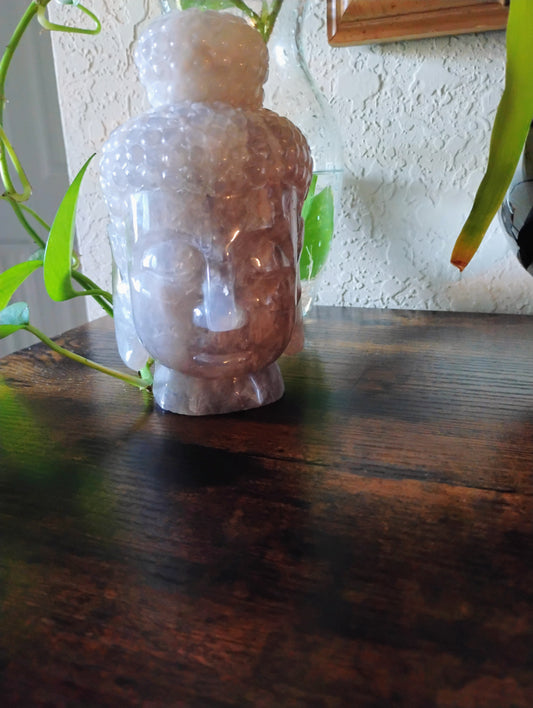Blue Silver Rose Quartz Buddah Head