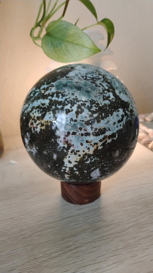 Natural Water Grass Agate Sphere