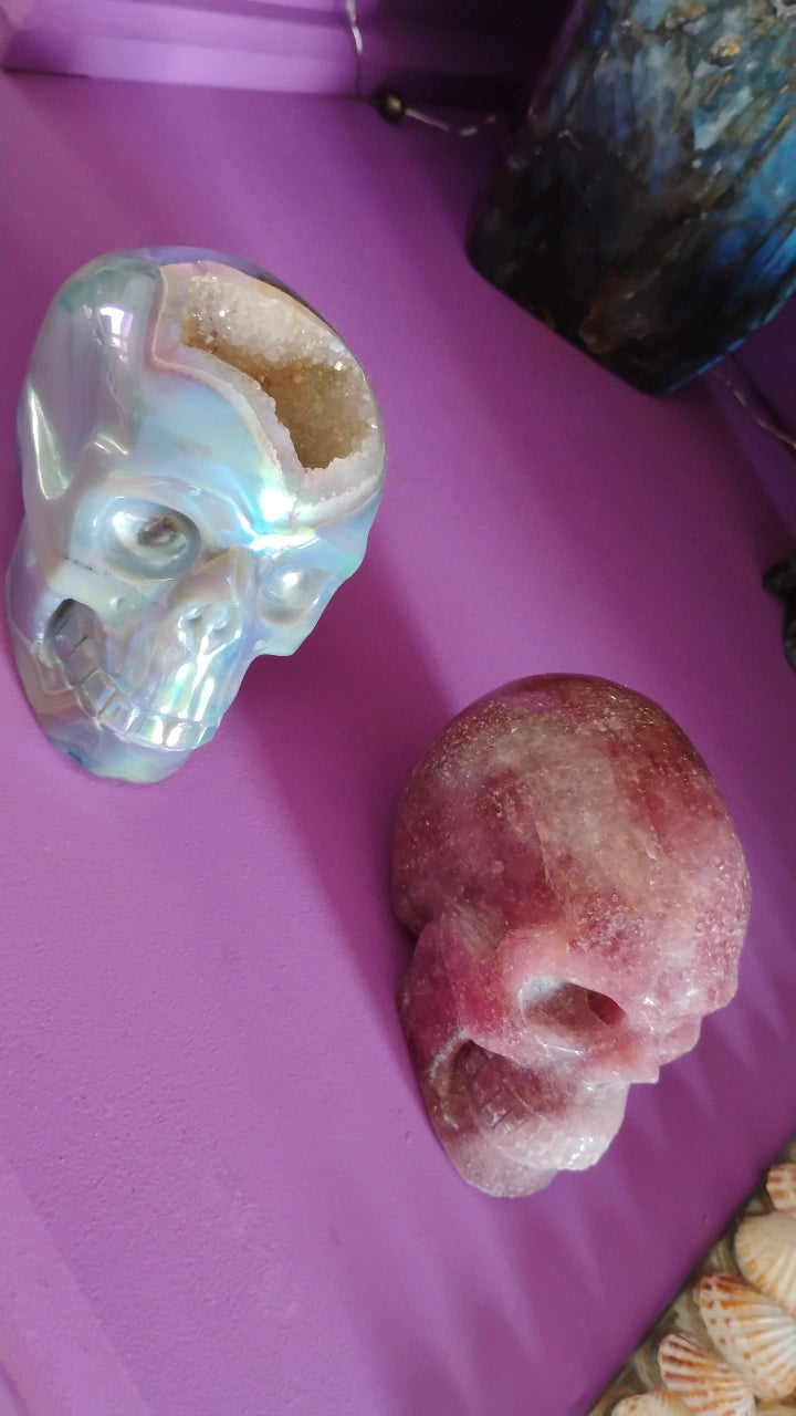 Aura Druzy Quartz Skull