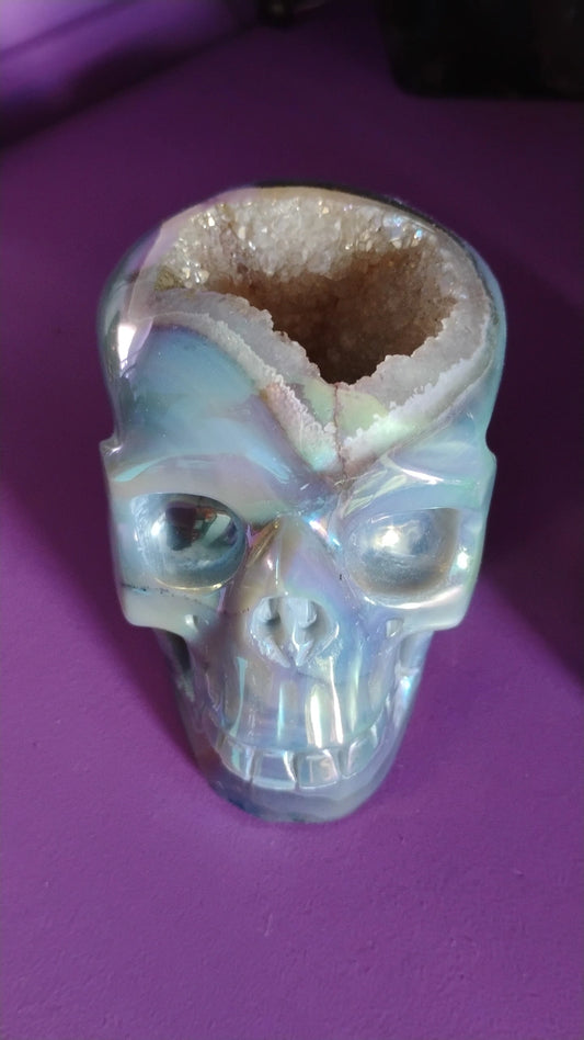 Aura Druzy Quartz Skull