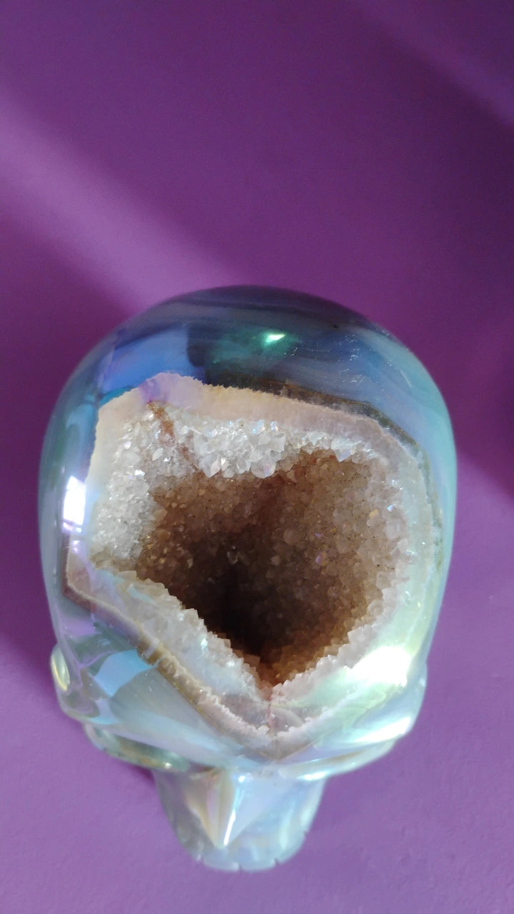 Aura Druzy Quartz Skull