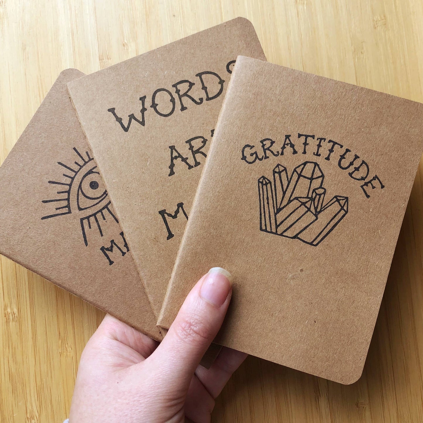 Hand-Stamped Kraft Pocket Journal (small: 3.75x5.5): Manifest